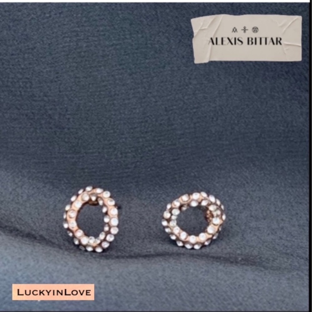 ALEXIS BITTAR Rose Gold Jardin de Papillon Link Stud Crystal Earrings